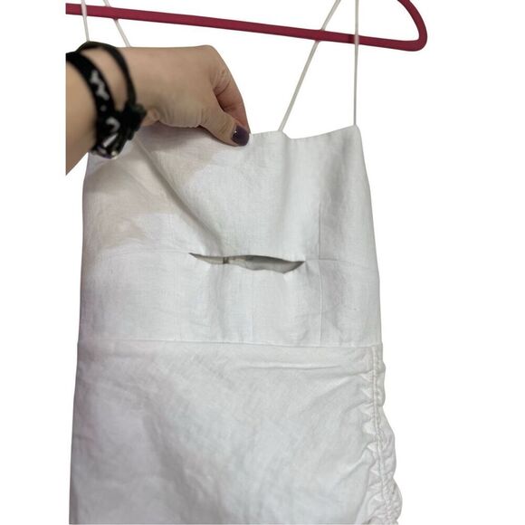 Rumer Dress Womens Small White Bronte Mini Sleeveless Ruched Cutout Lace Up NWT - Picture 3 of 12